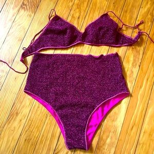 Oséree Hot Pink Lurex Bikini NEVER WORN!